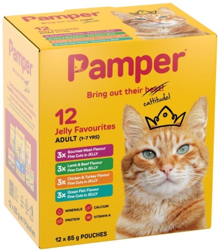 Pamper Jelly Pouch Multipack Wet Cat Food 12x85g