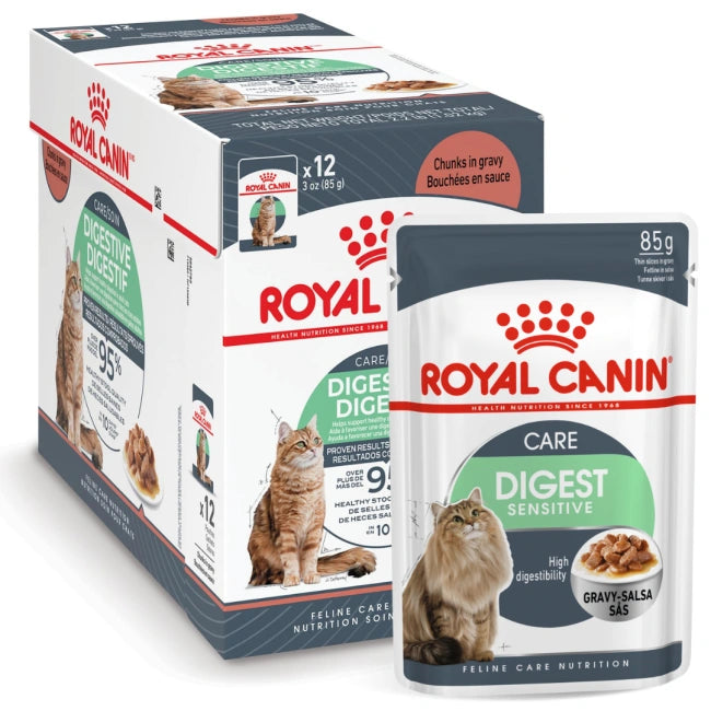 Royal Canin Digest Sensitive Adult Wet Cat Food, box of 12 x 85g pouches