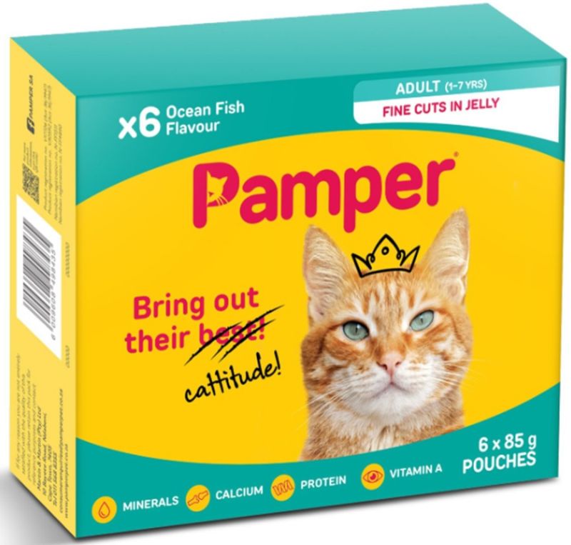 Pamper Ocean Fish Flow Pack Wet Cat Food 6x85g