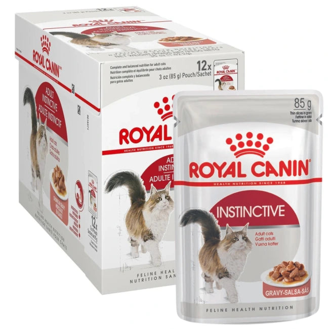 Royal Canin Instinctive in Gravy Adult Wet Cat Food, box of 12 x 85g pouches