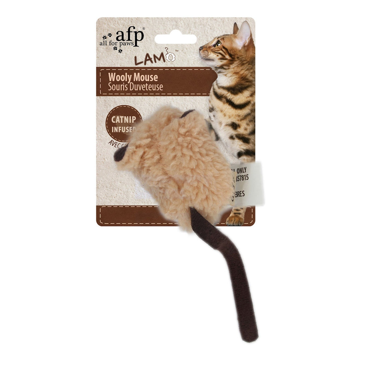 AFP Cat Toy Lambswool Wooly Mouse - Brown