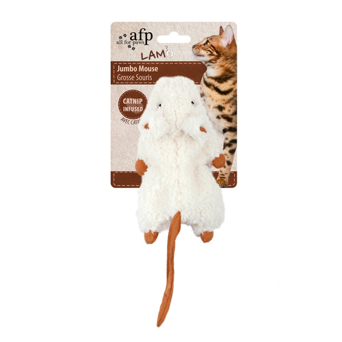 AFP Cat Toy Lambswool Jumbo Crinkle Catnip Rodent - Tan