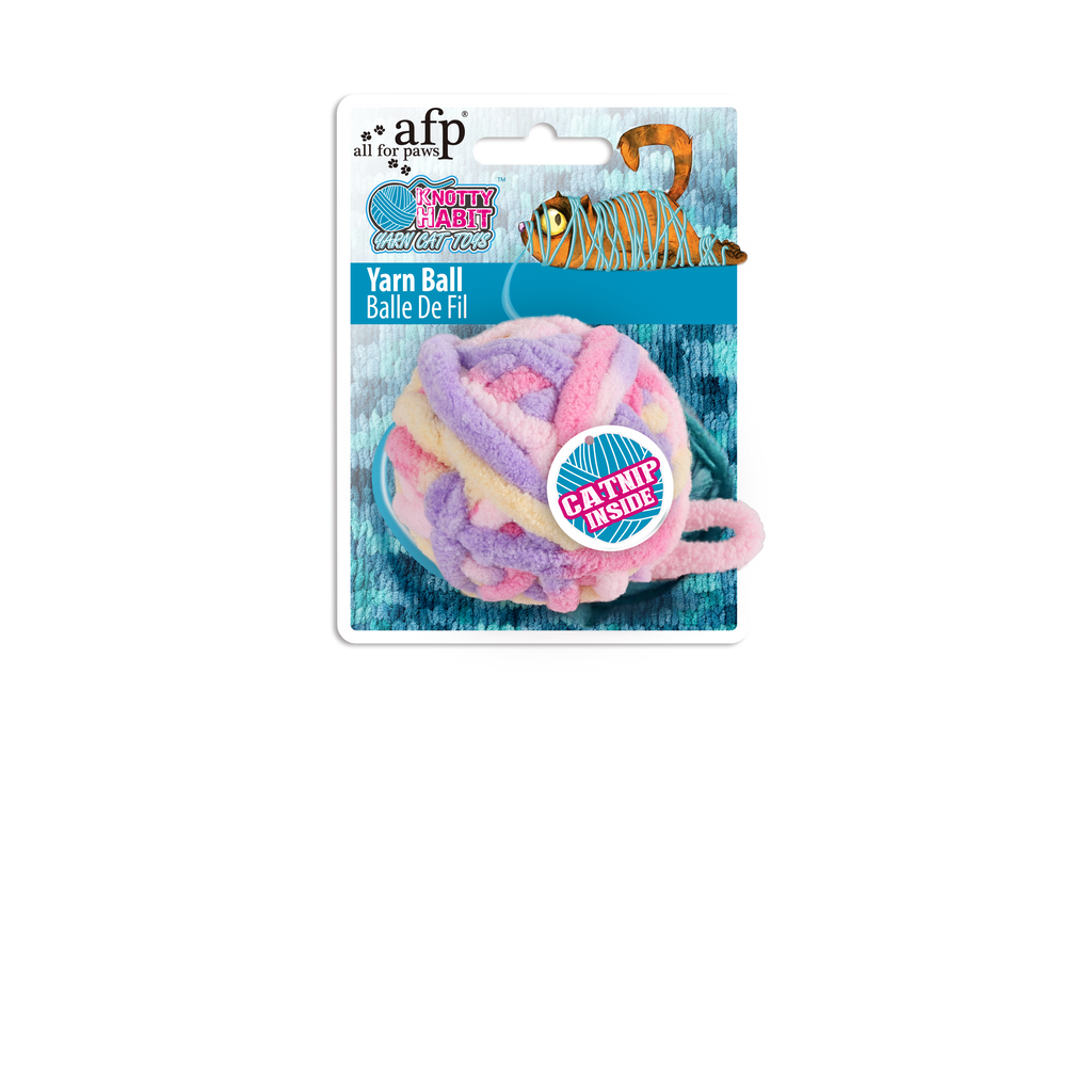 AFP Cat Toy Knotty Habit Yarn Ball Pink