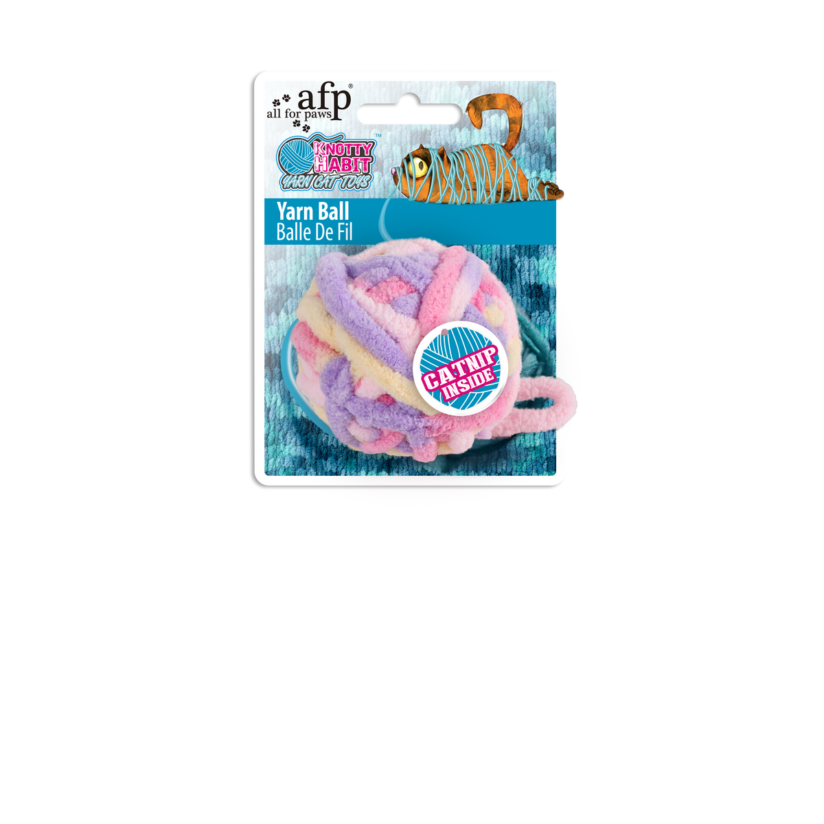 AFP Cat Toy Knotty Habit Yarn Ball Pink