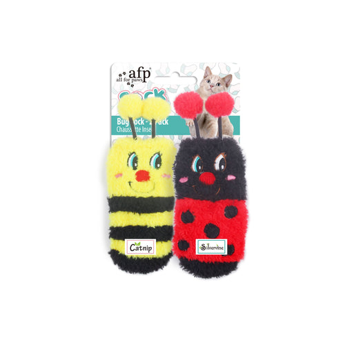 AFP Cat Toy Cat Socks Bug Sock 2 Pack Red
