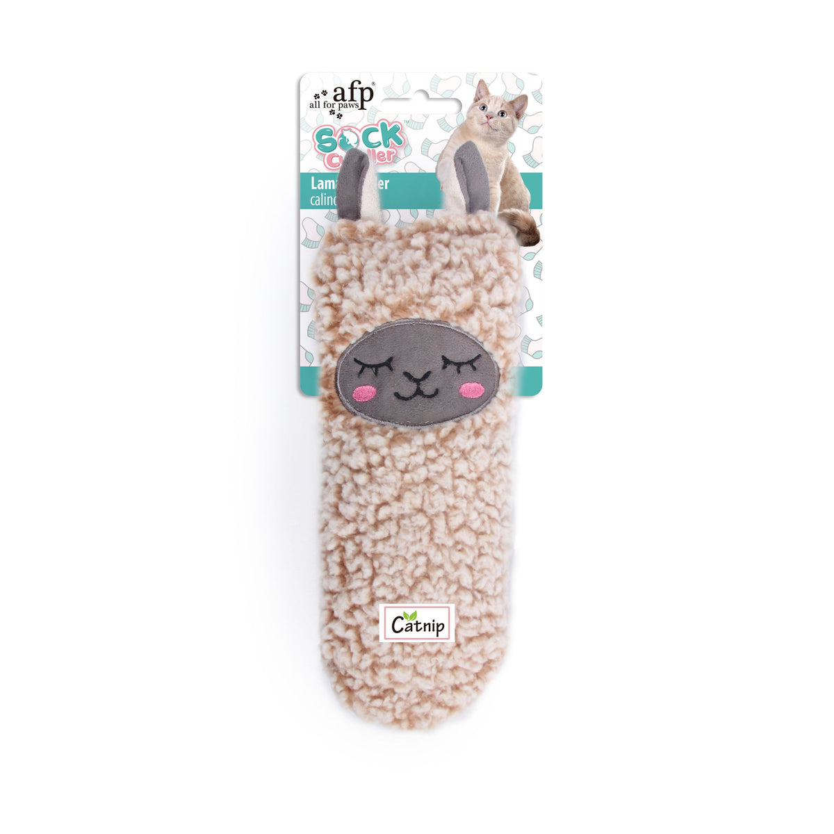 AFP Cat Toy Cat Socks Lama Cuddler Brown