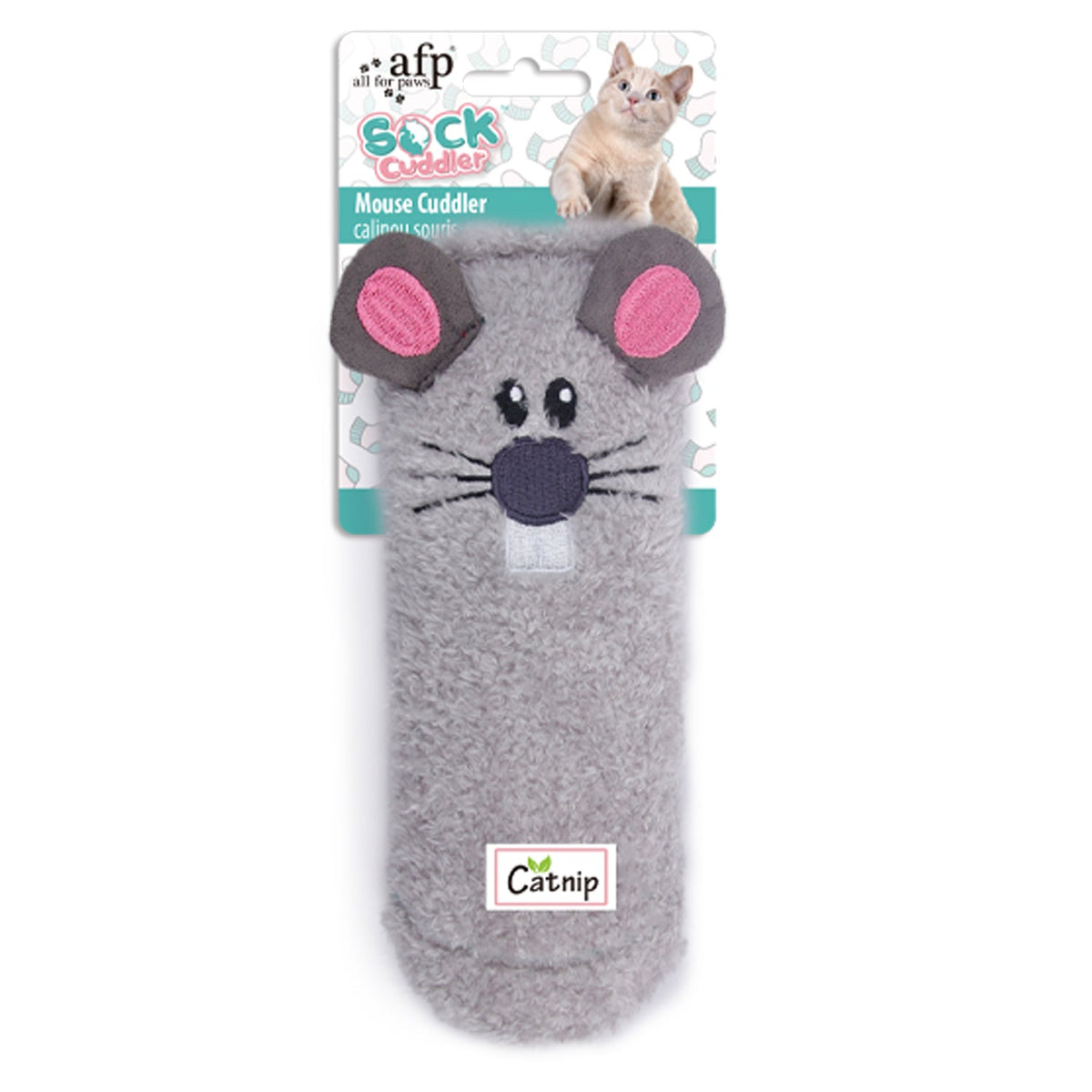 AFP Cat Toy Mouse Cuddler, Grey