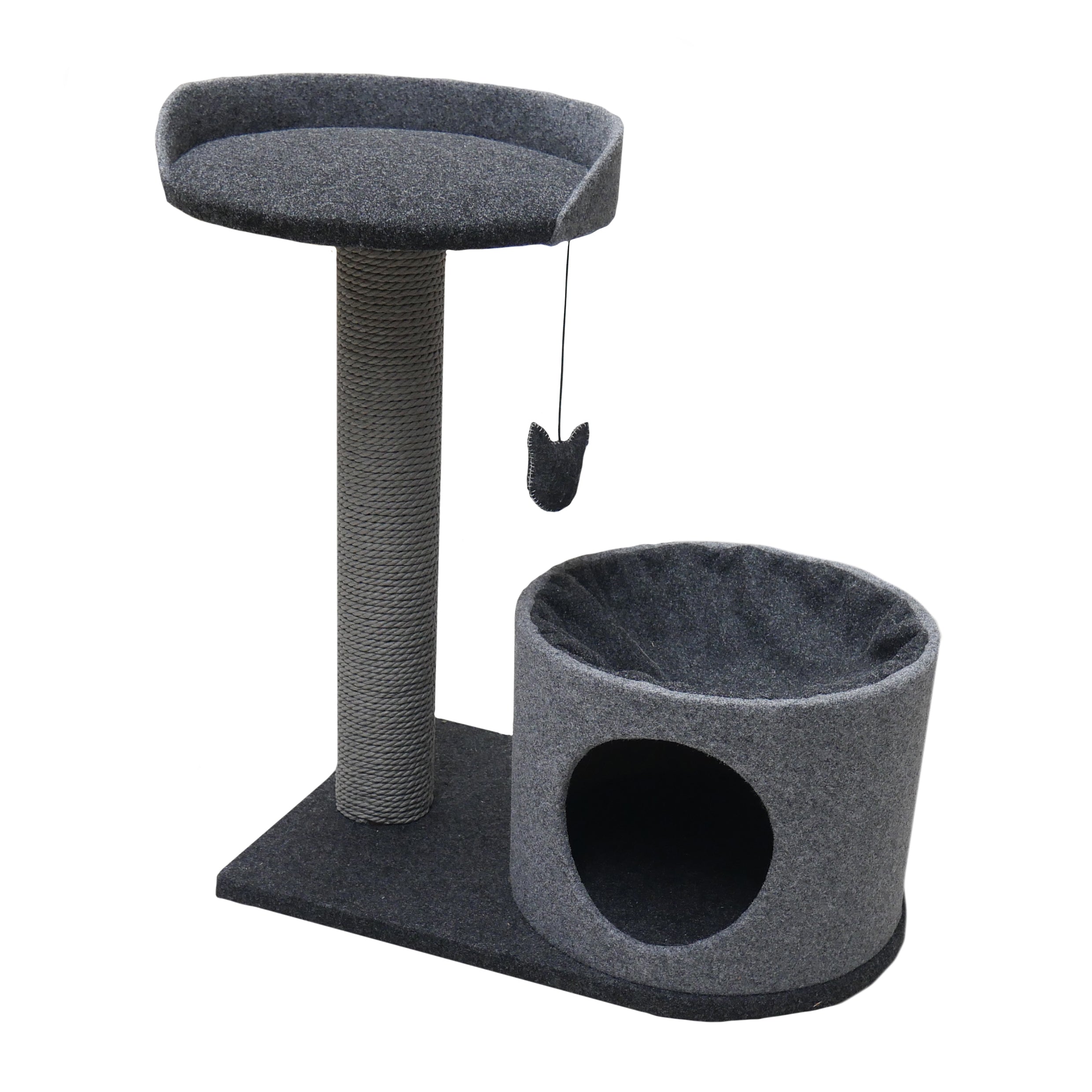 Rosewood Charcoal Felt Cat House & Perch