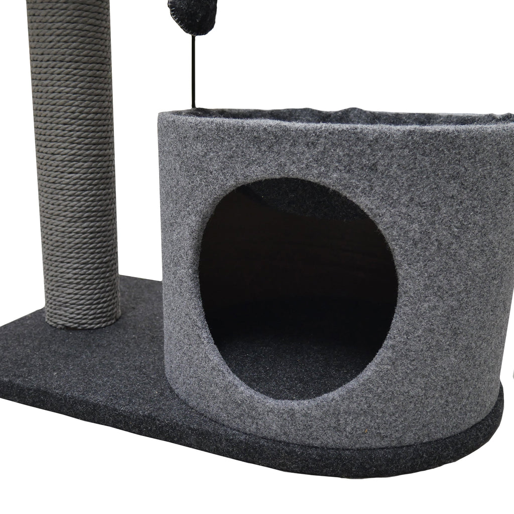 Rosewood Charcoal Felt Cat House & Perch