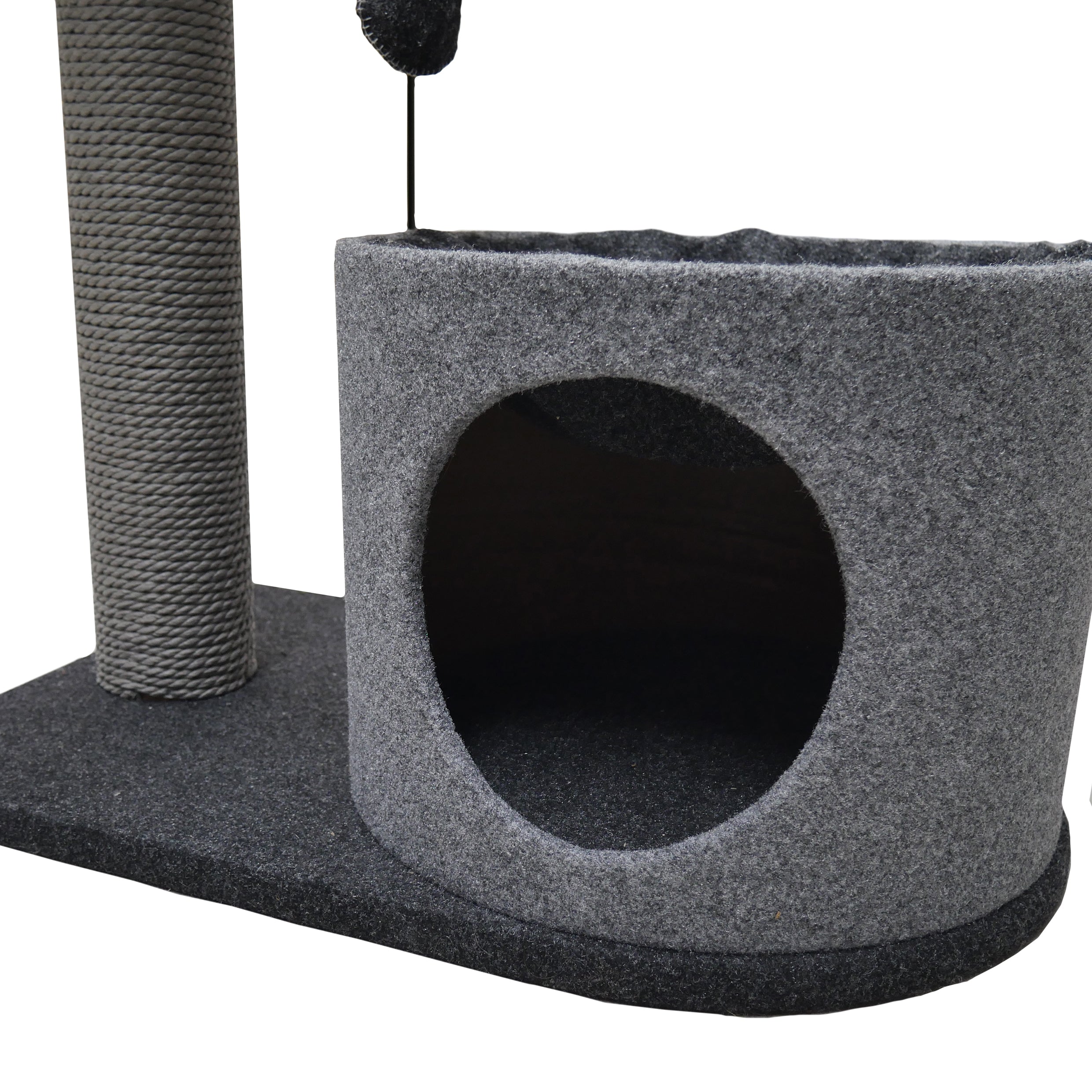 Rosewood Charcoal Felt Cat House & Perch