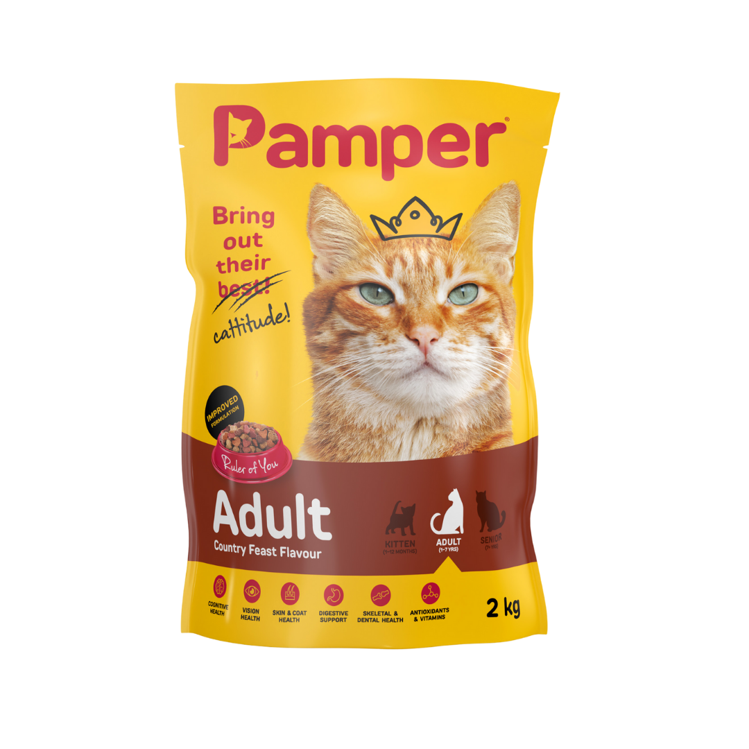 Pamper Country Feast Dry Cat Food 2kg