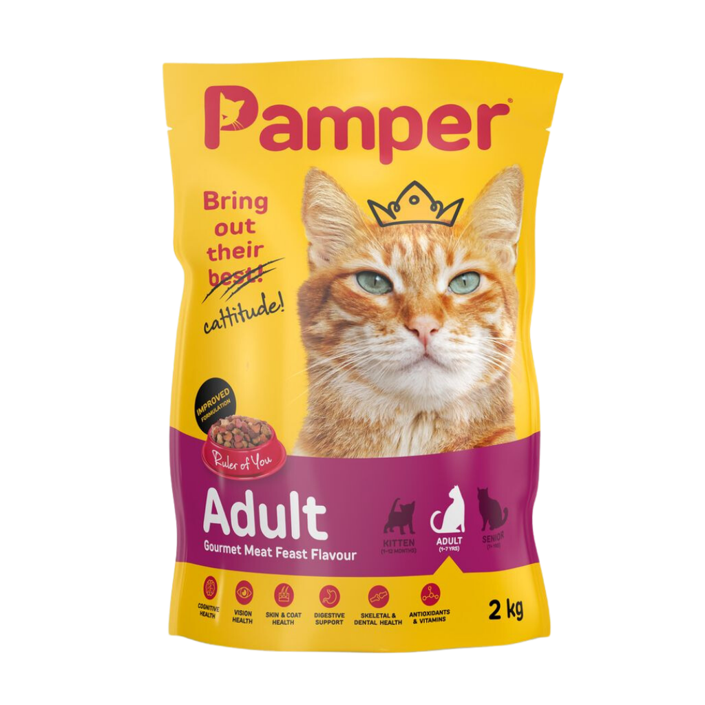 Pamper Gourmet Meat Feast Dry Cat Food 2kg