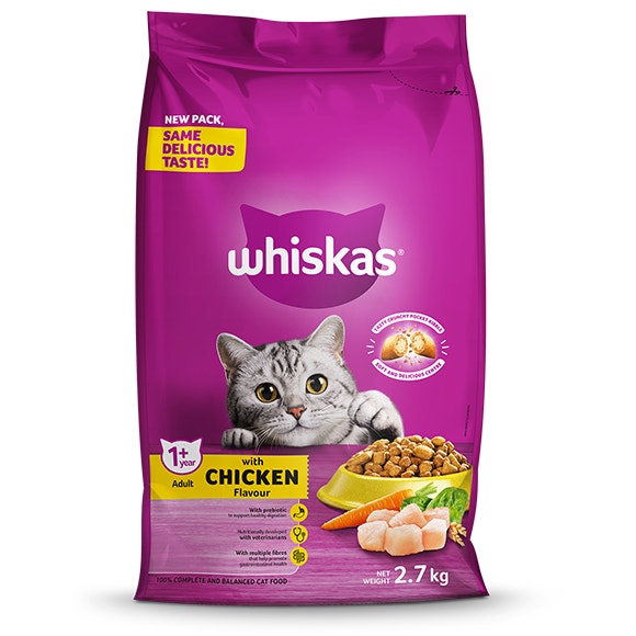 Whiskas Dry Adult Cat Food Chicken 2.7kg