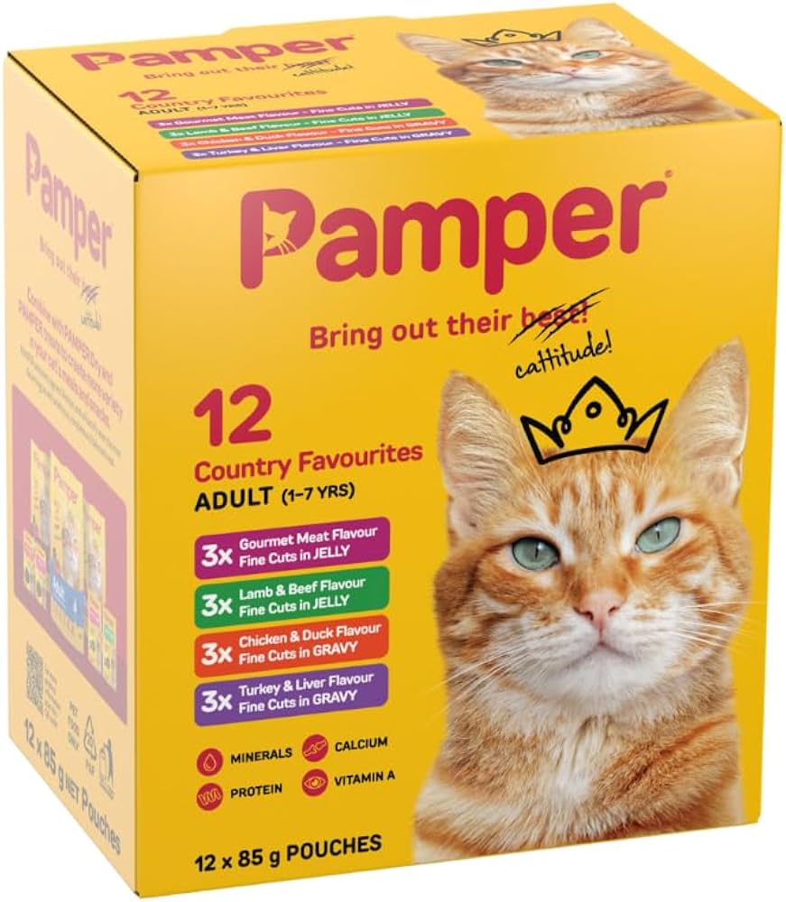 Pamper Country Feast Pouch Multipack Wet Cat Food 12x85g