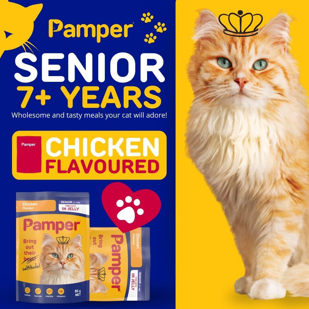 Pamper Senior Wet Food Pouch Chicken 85g pack detail