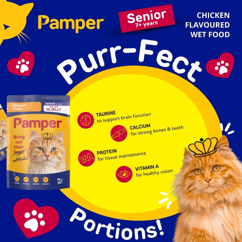 Pamper Senior Wet Food Pouch Chicken 85g pack detail
