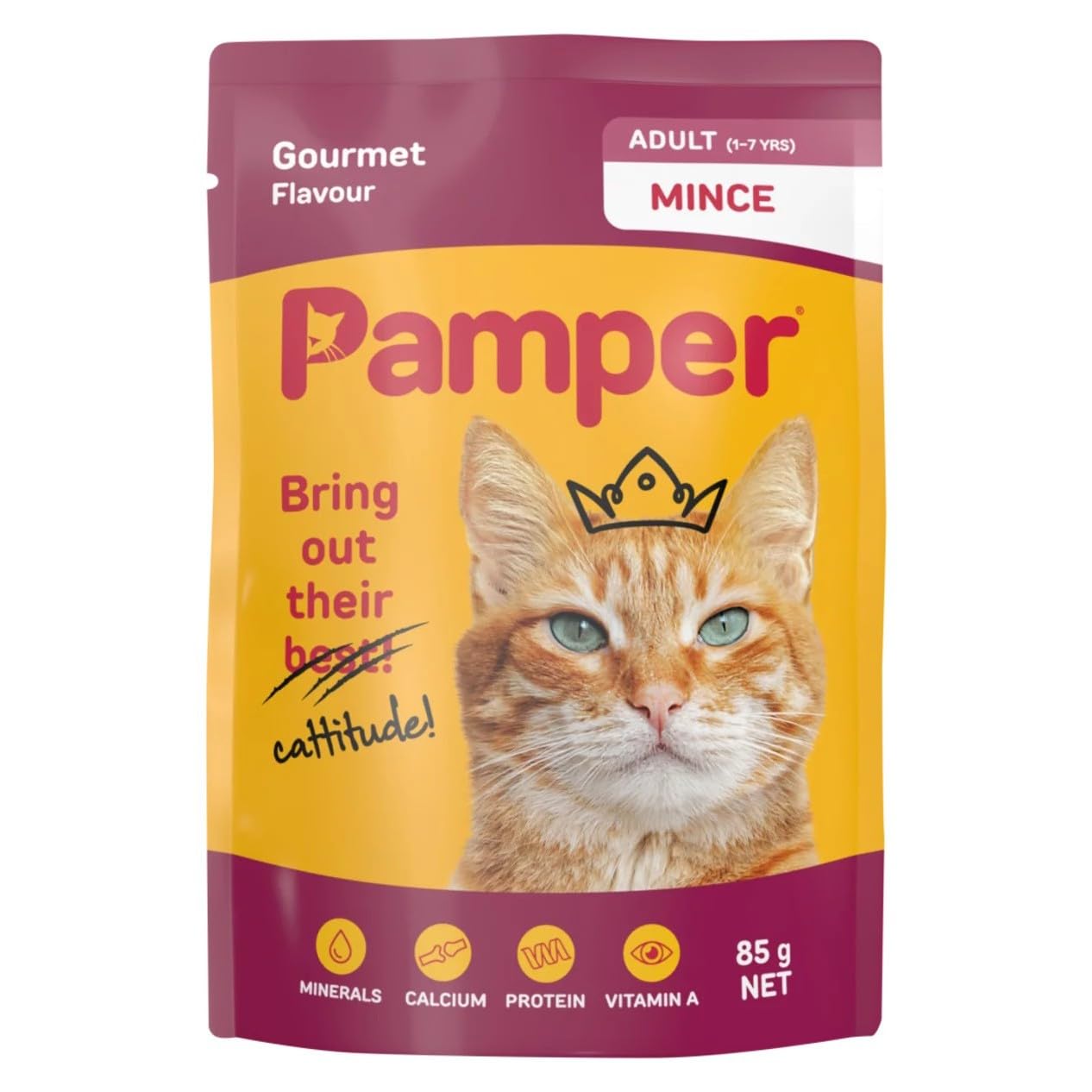 Pamper Gourmet Flavour Mince Wet Cat Food Pouch 85g