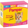 Pamper Kitten Wet Food Multipack 6 x 85g pouches, Chicken & Tuna, fine cuts in jelly