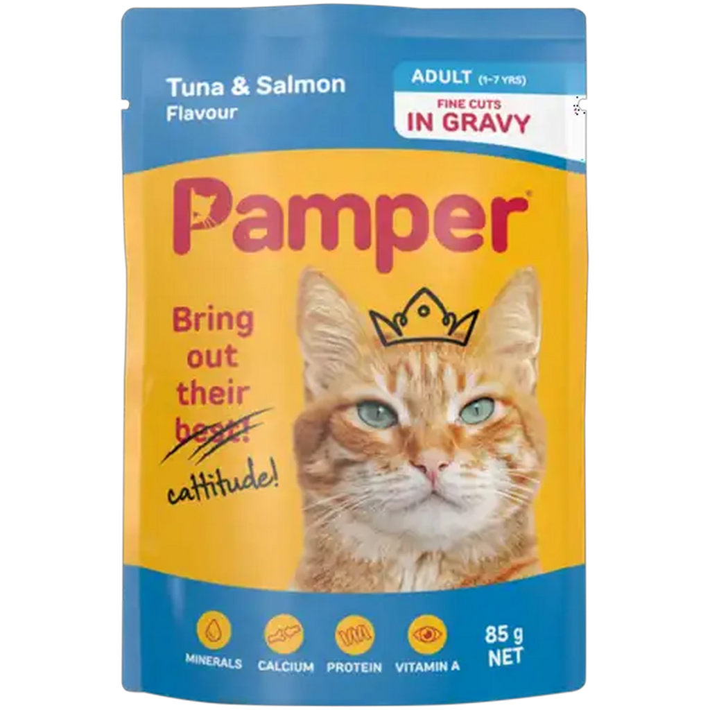Pamper Tuna & Salmon Gravy Wet Cat Food Pouch 85g