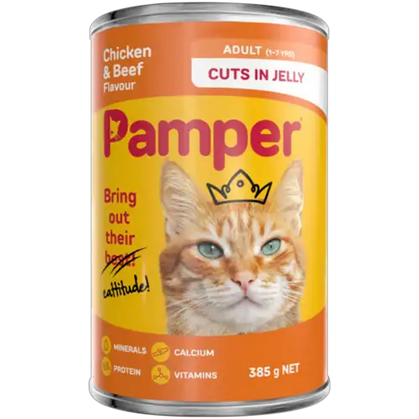 Pamper Beef & Liver Cuts in Jelly Wet Cat Food Can 385g