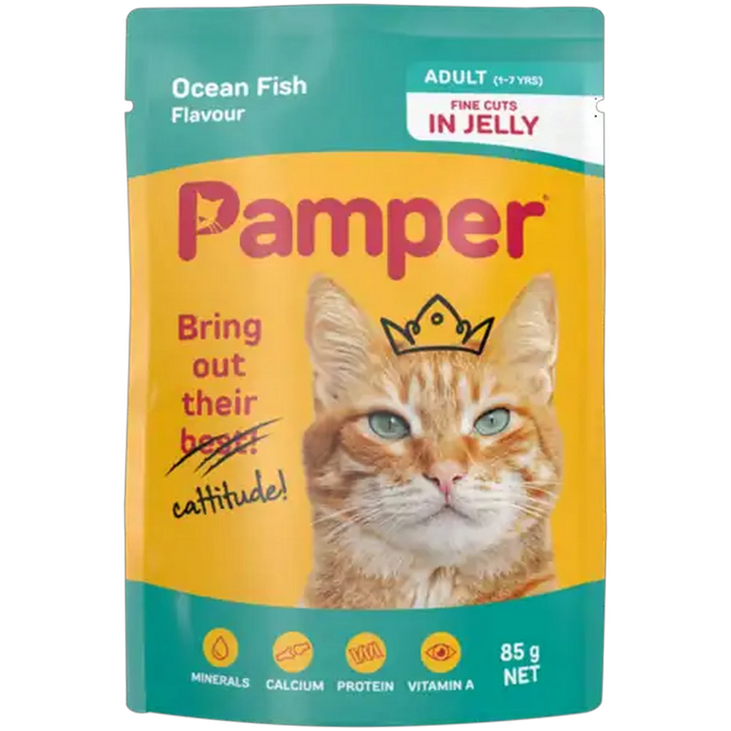 Pamper Ocean Fish Jelly Wet Cat Food Pouch 85g
