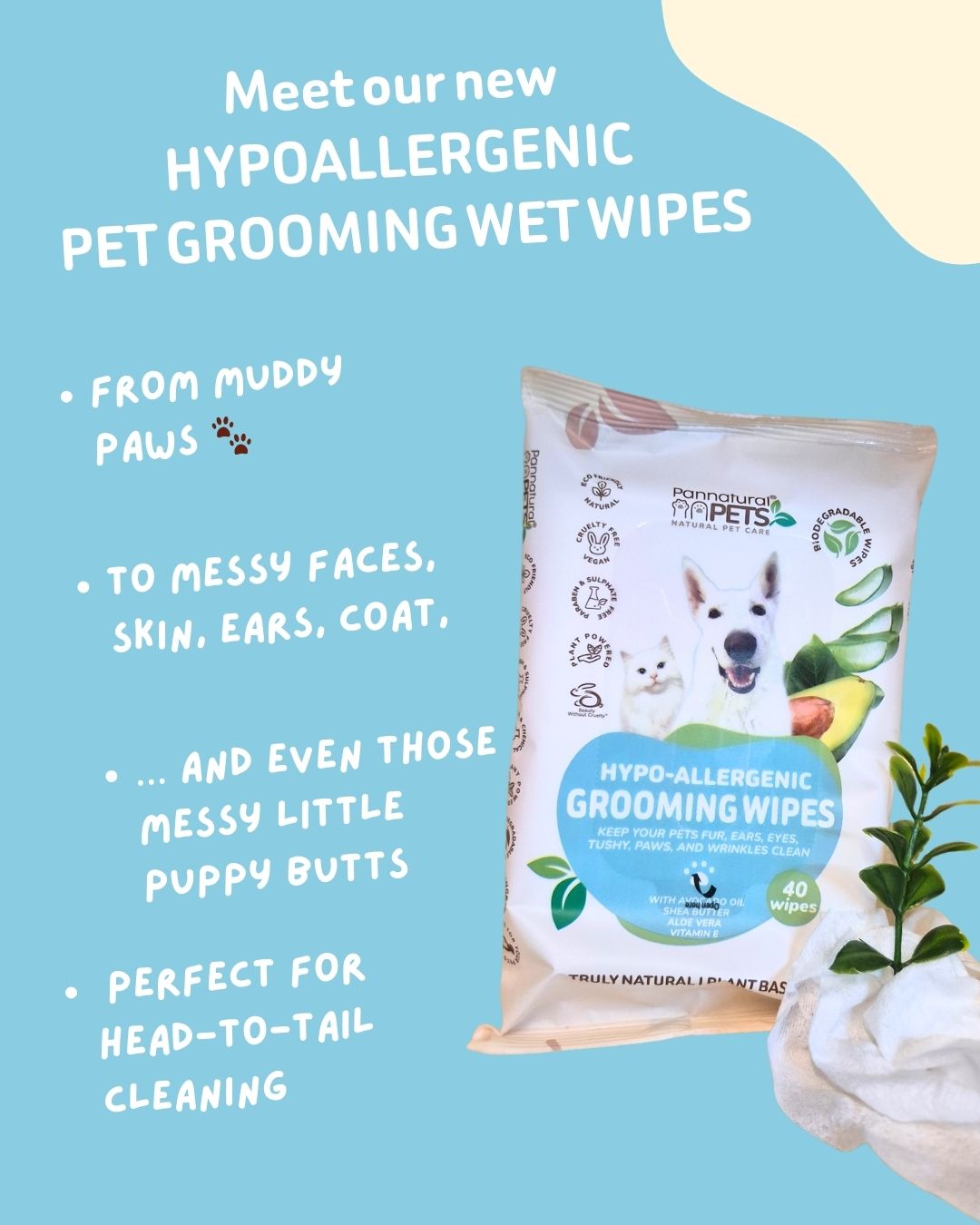 Pannatural Hypo Allergen Grooming Wipes 40 Pack alt 1