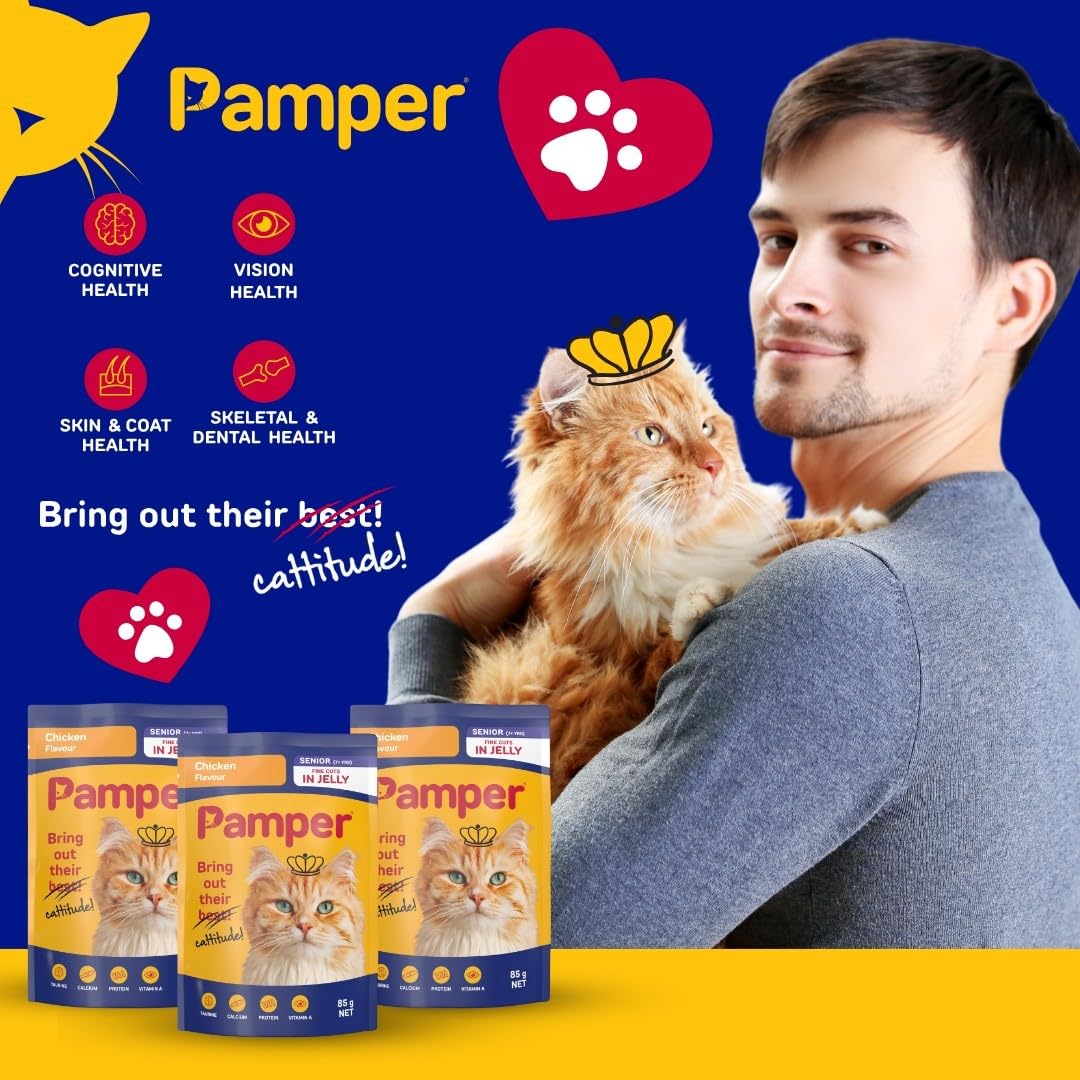 Pamper Senior Wet Food Pouch Chicken 85g pack detail