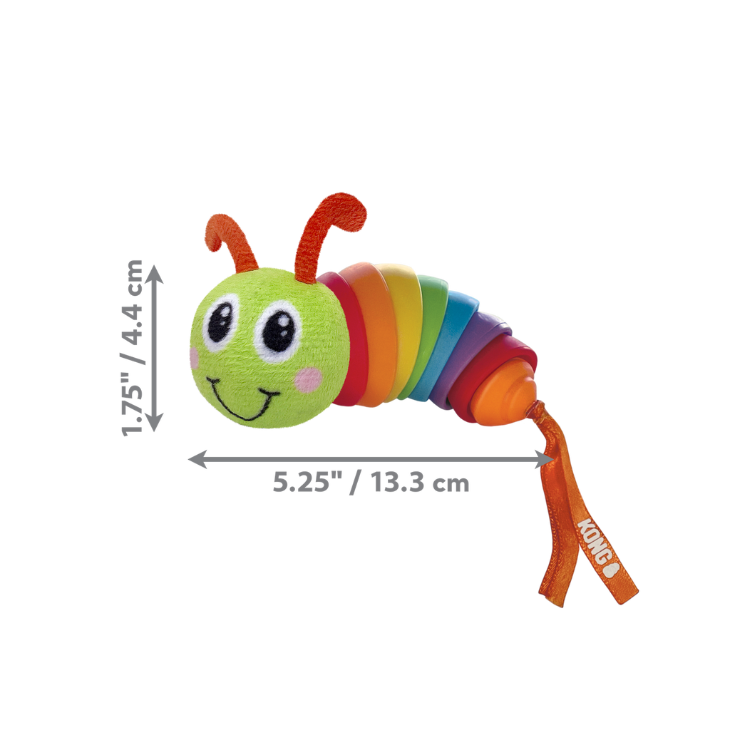 KONG Bat-A-Bout Clackz Caterpillar - dimensions