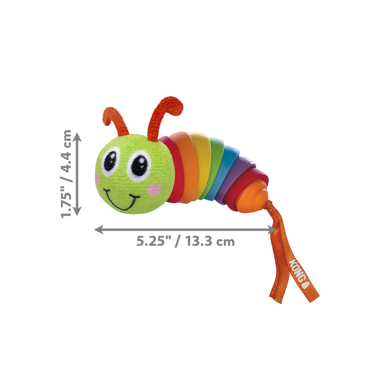 KONG Bat-A-Bout Clackz Caterpillar - dimensions