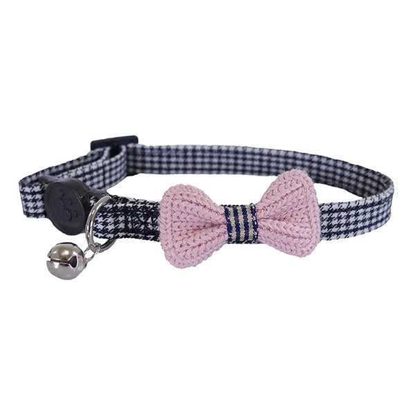 Rosewood Cat Collar Designer Pink Bow Dogtooth