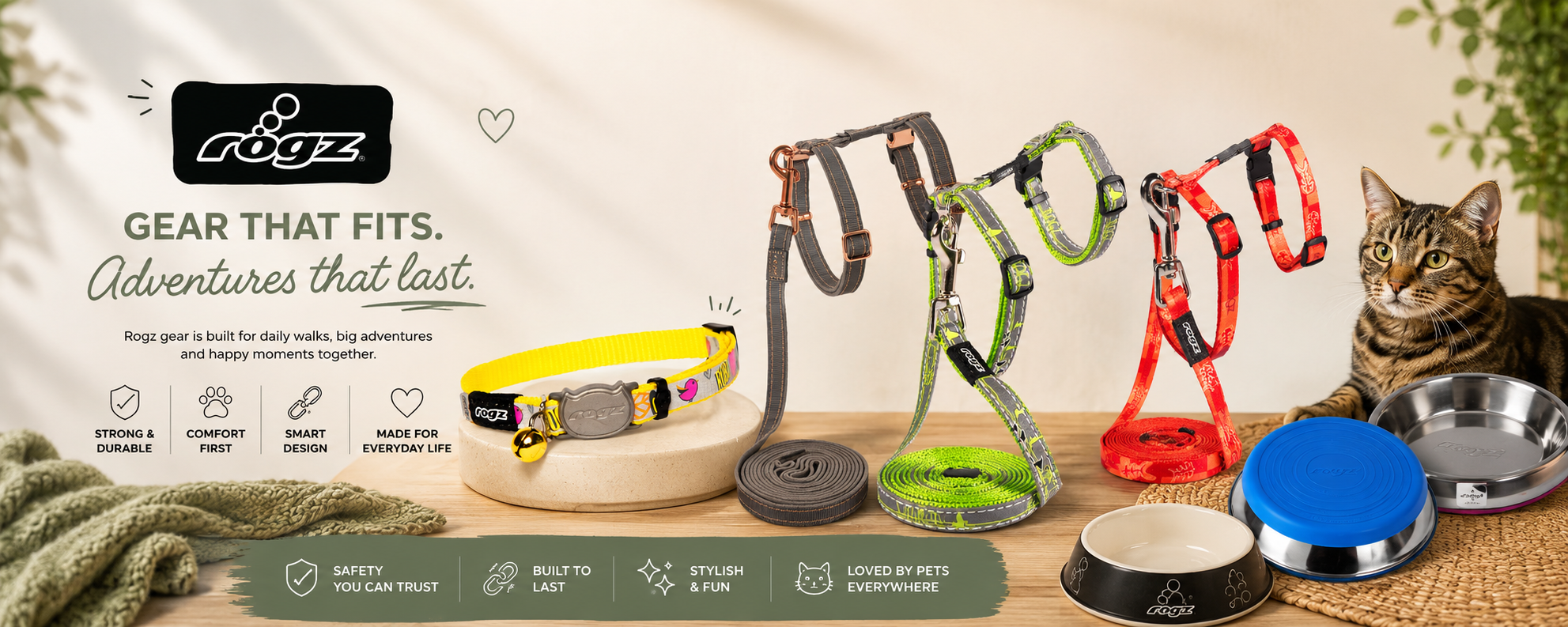 ROGZ cat collars, harnesses and feeding bowls at Purrfect Paws South Africa