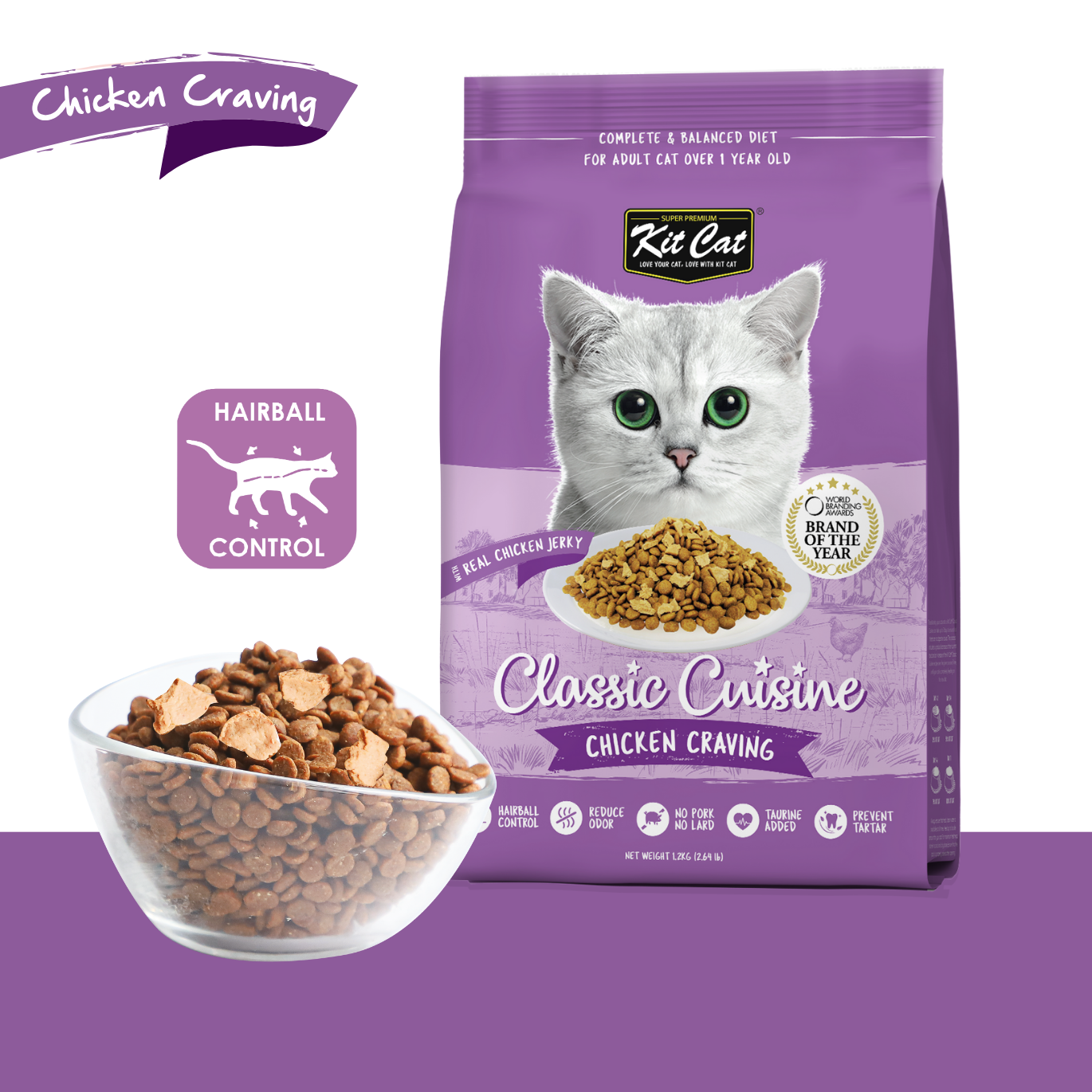Kit Cat Classic Cuisine - Chicken Cravings (Hairball Control)