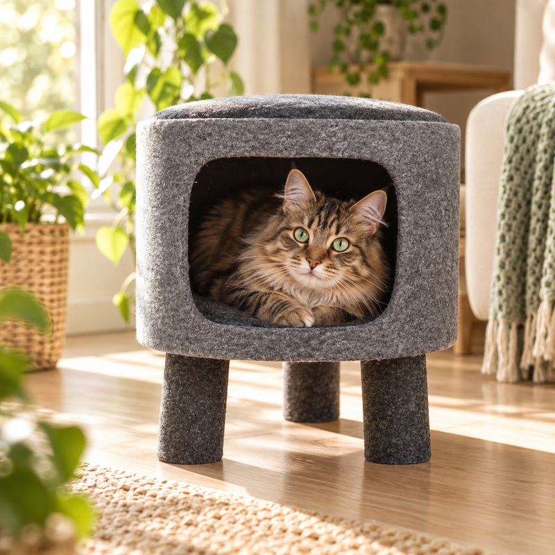 Rosewood Catwalk Collection Charcoal Felt Stool