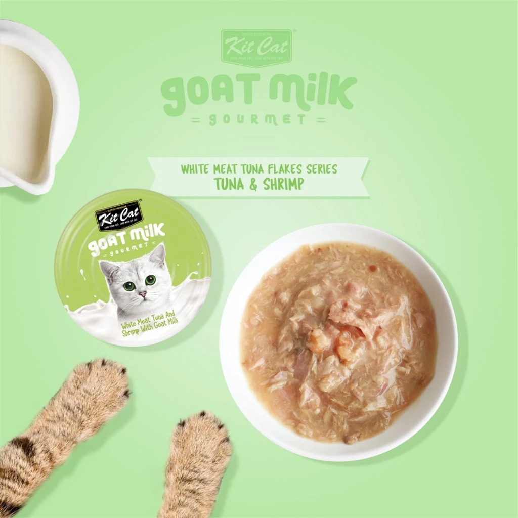 Kit Cat White Meat Tuna Flakes & Shrimp with Goat Milk (70g)