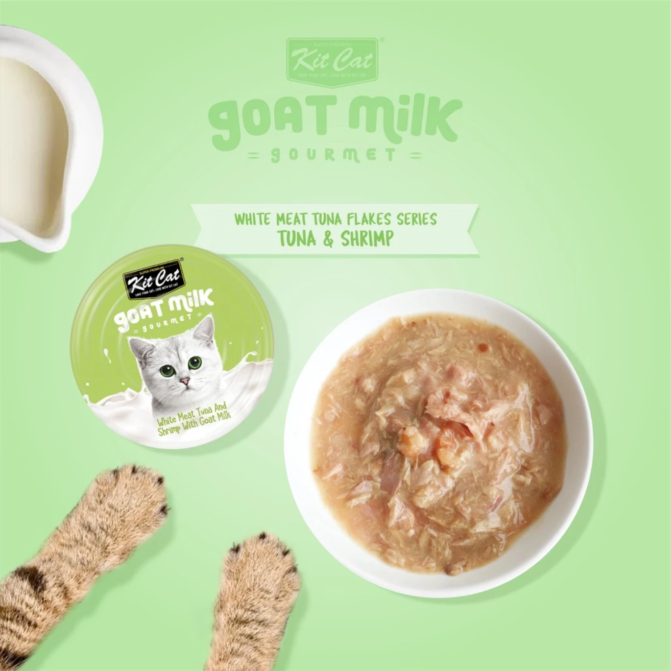 Kit Cat White Meat Tuna Flakes & Shrimp with Goat Milk (70g)