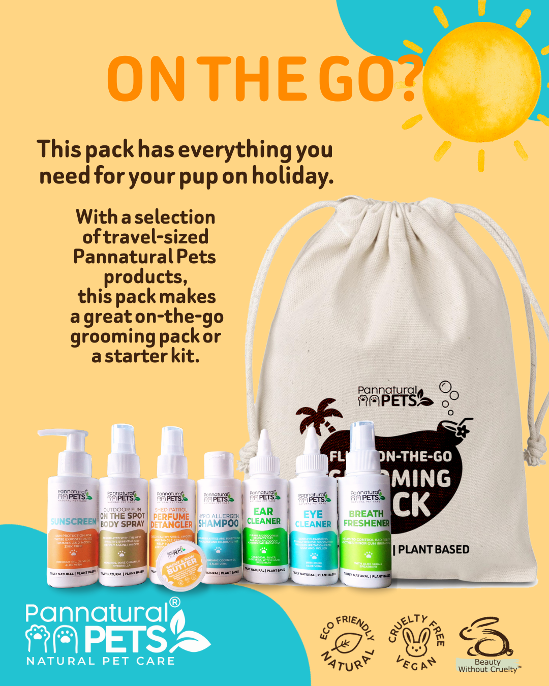 Pannatural Fluff On The Go Travel Pack contents