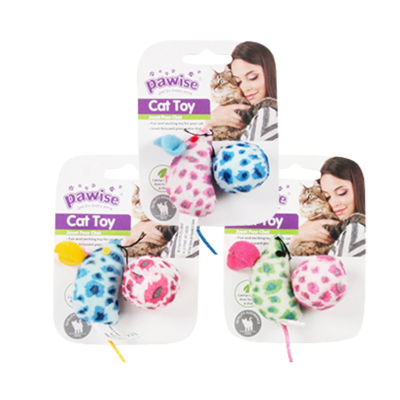 PAWISE Cat Toy - Mouse & Ball 2pk