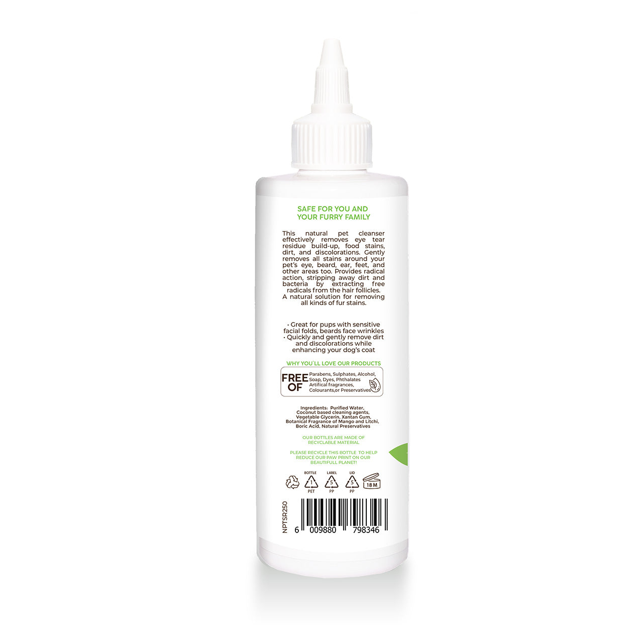 Pannatural Facial Tear & Fur Stain Cleaner 250ml back