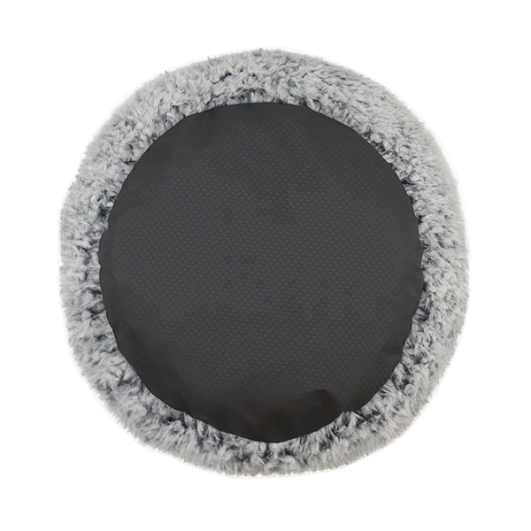 Rosewood Silver Fluff Comfort Round Cat Bed - soft faux fur