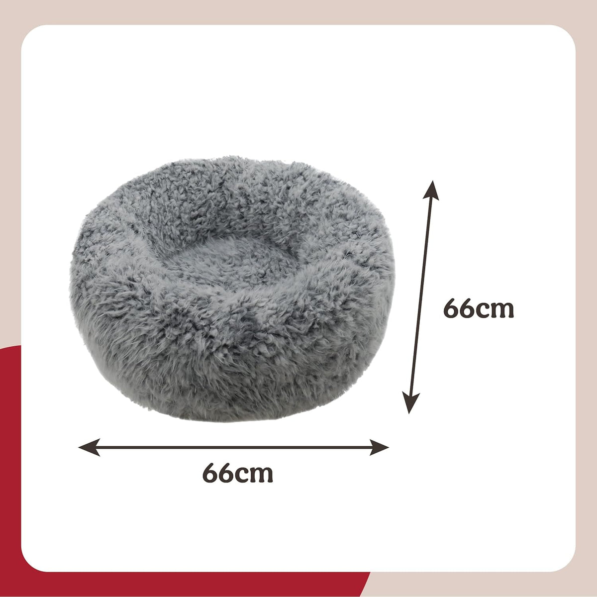 Rosewood Silver Fluff Comfort Round Cat Bed Medium 66cm