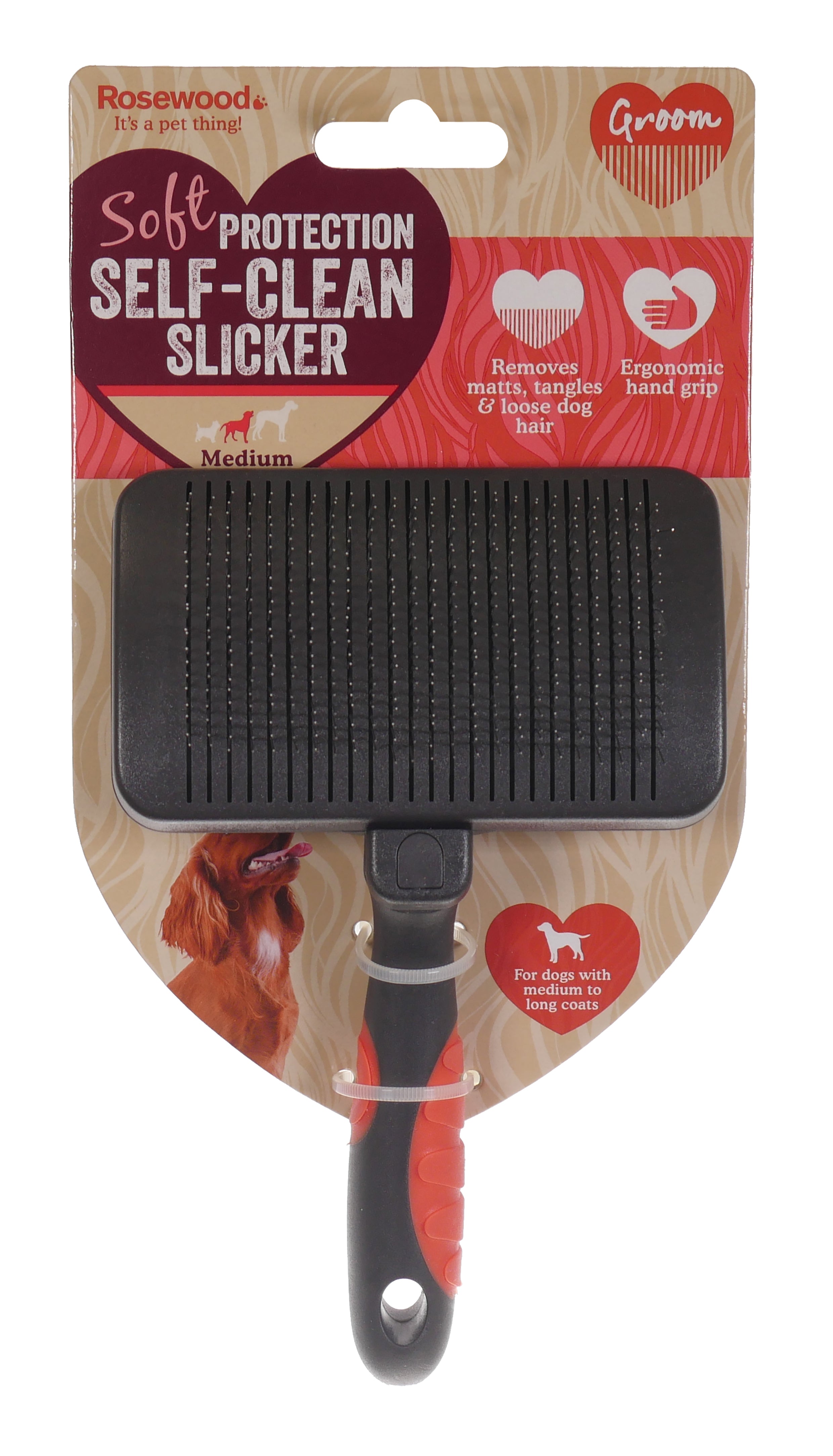 Rosewood Salon Grooming Self-Cleaning Slicker Brush