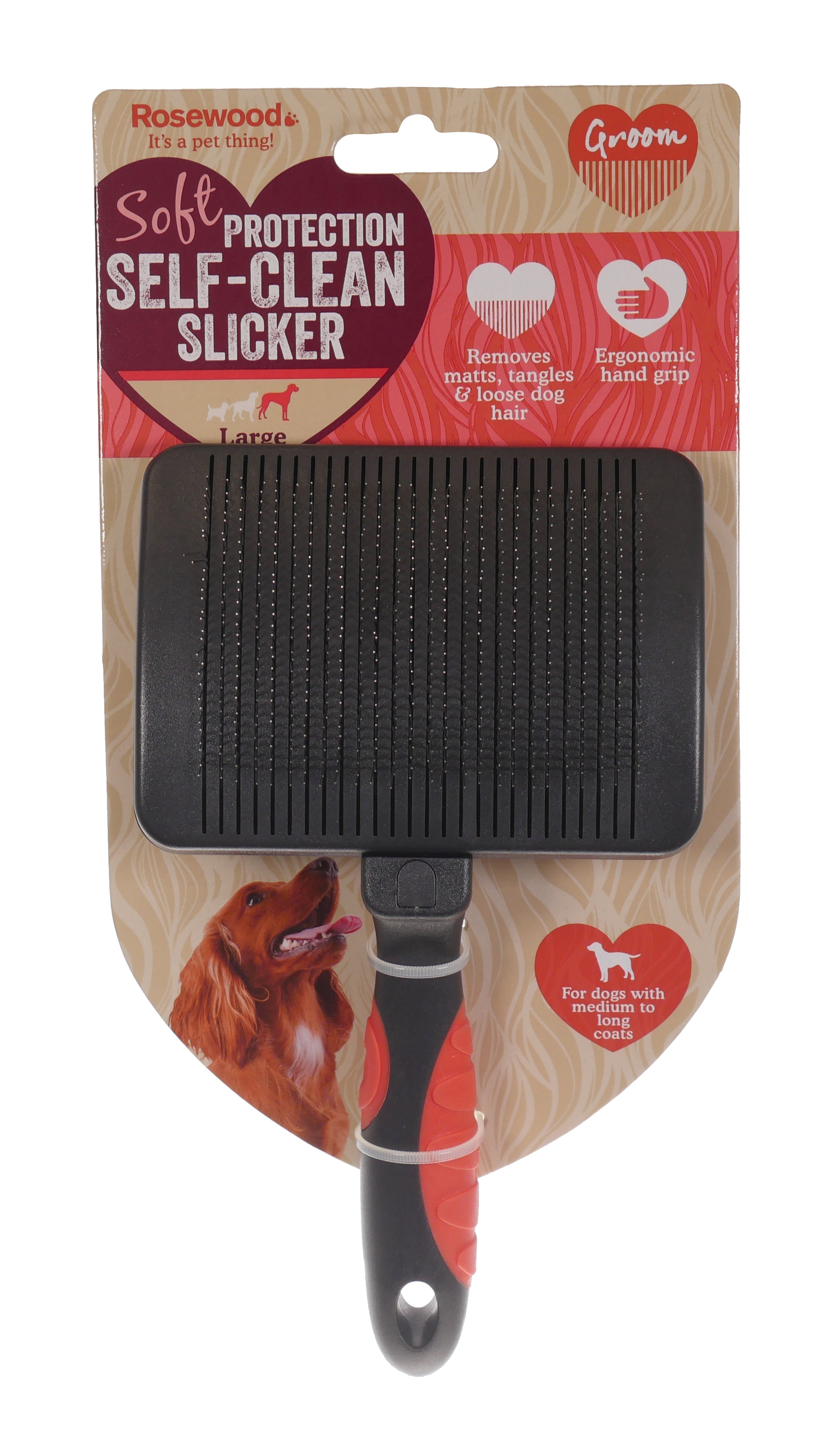Rosewood Salon Grooming Self-Cleaning Slicker Brush