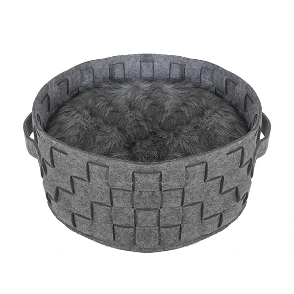 Rosewood Silver Felt & Fur Plaited (43cm x 43cm)