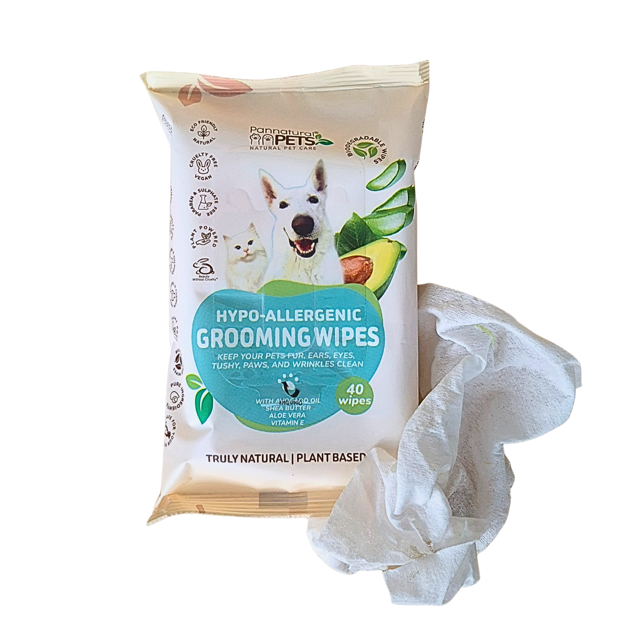 Pannatural Hypo Allergen Grooming Wipes 40 Pack