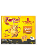 Pamper Chicken & Duck Flow Pack Wet Cat Food 6x85g