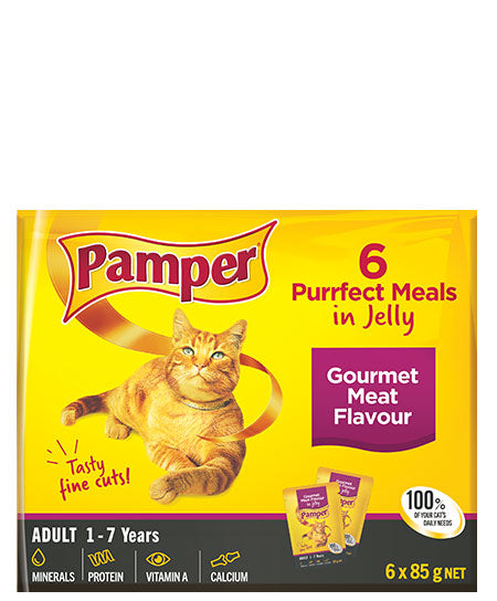 Pamper Gourmet Flow Pack Wet Cat Food 6x85g