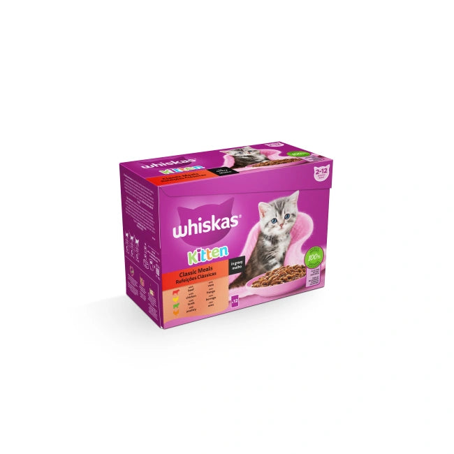 Whiskas Wet Kitten Food Classic Meals In Gravy 12x85g