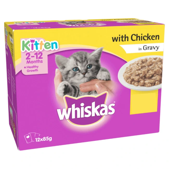 Whiskas Wet Kitten Food Beef In Gravy 12x85g pack detail