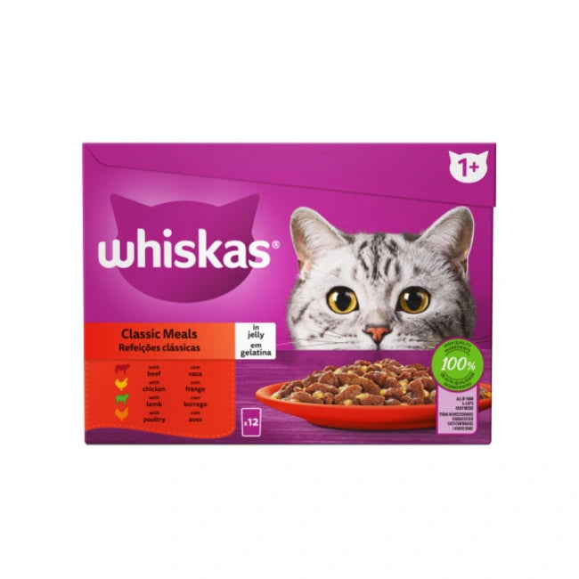 Whiskas Wet Adult Cat Food Classic Meals In Jelly 12x85g