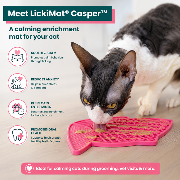 LickiMat Casper Cat Fish-Shaped Slow Feeder & Enrichment Mat